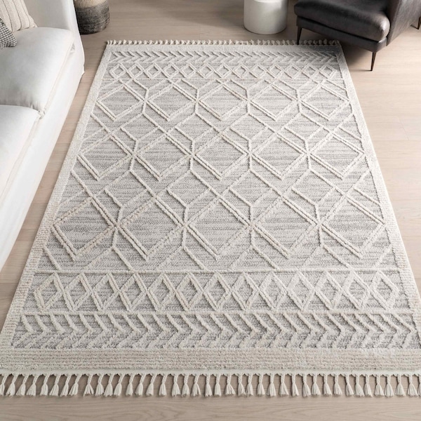 Nuloom Ansley Moroccan Lattice Tassel Area Rug 2ft x 3ft KKLR12B-203 - main